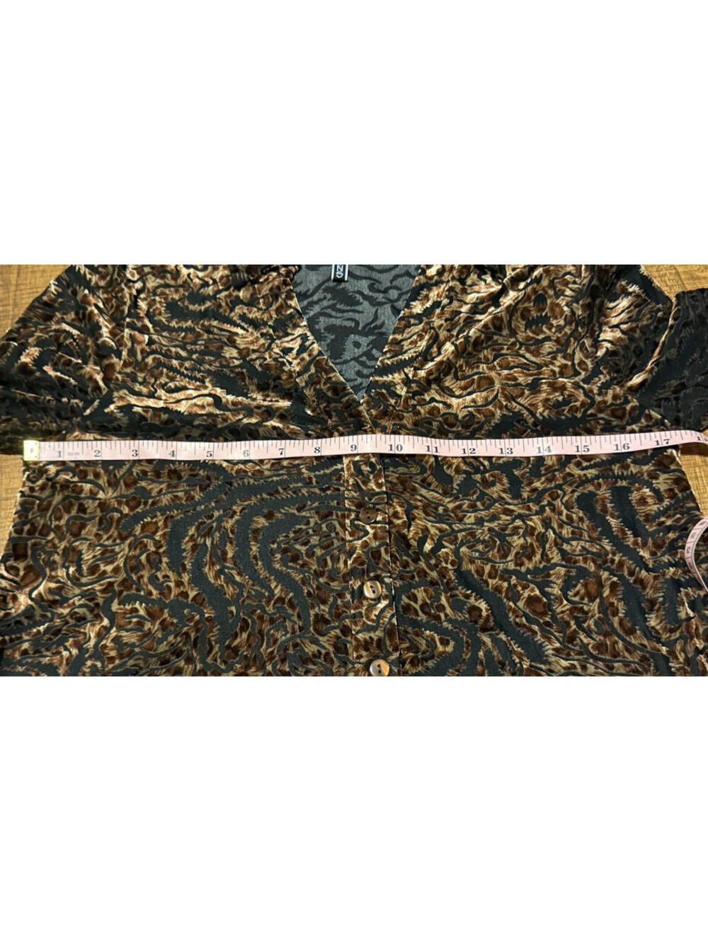 🐱✨ Sno Skins Small Burnout Velvet Blouse Cheetah Animal Print Brown Black - Picture 6 of 10